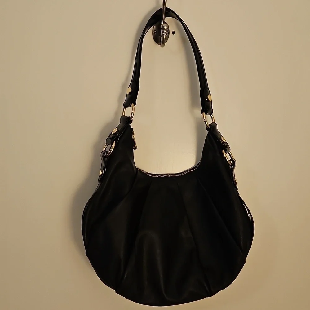 SIMPLY VERA Black Leather Hobo Shoulder Bag